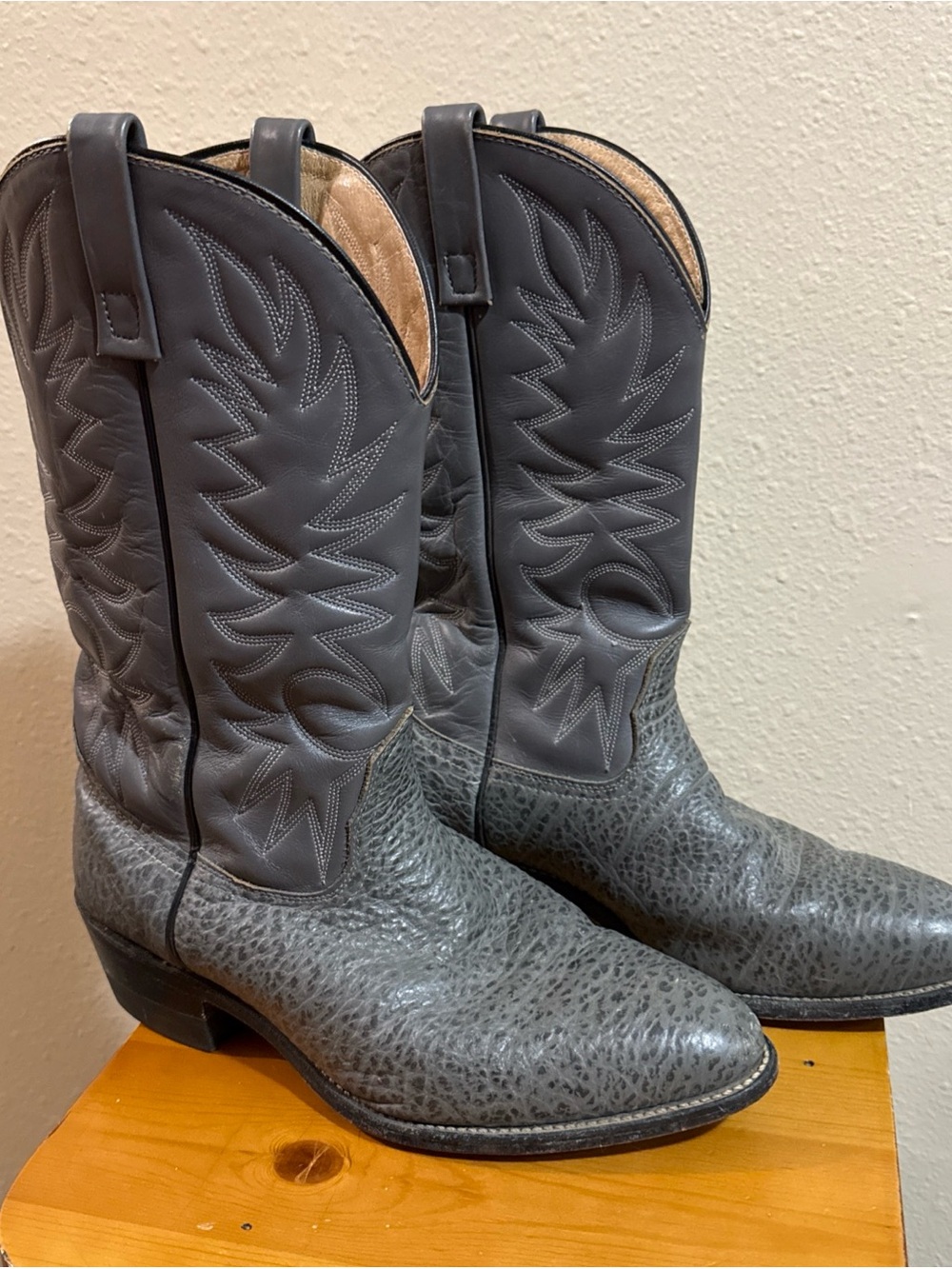 Palomino Men's Grey Western Cowboy Boots - Classic Embroidered Shaft - Picture 2 of 13